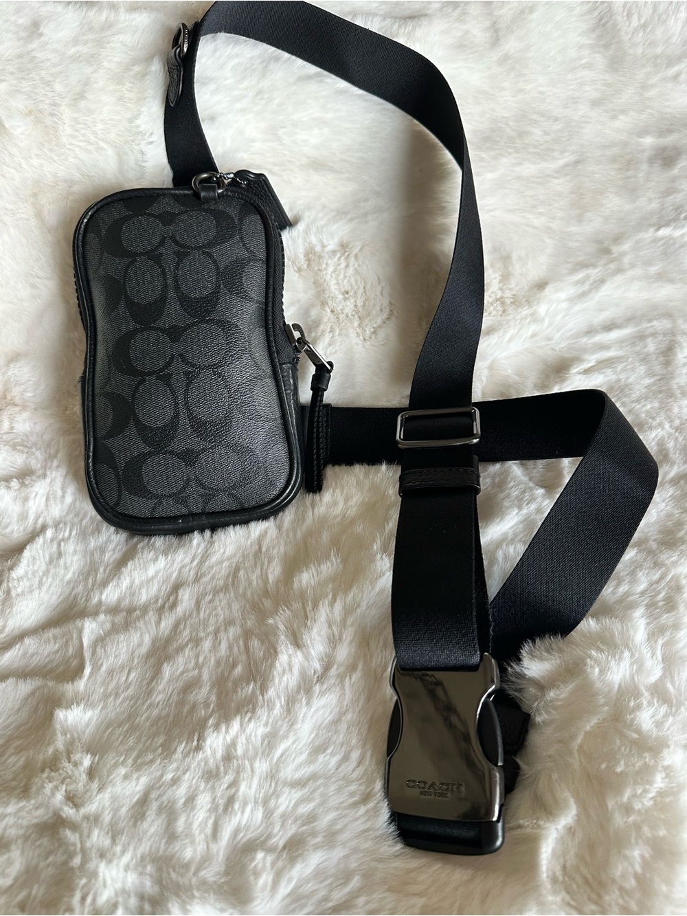 Coach Black Signature Monogram Crossbody Pouch - Picture 6 of 7
